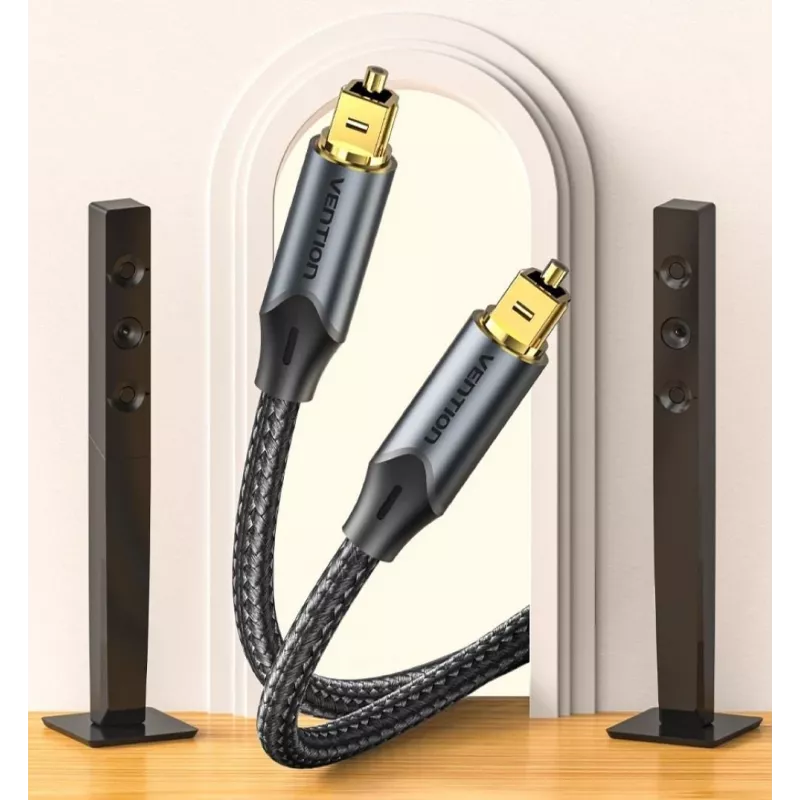 Vention optinen audiokaapeli, punottu, 10 m, MUSTA