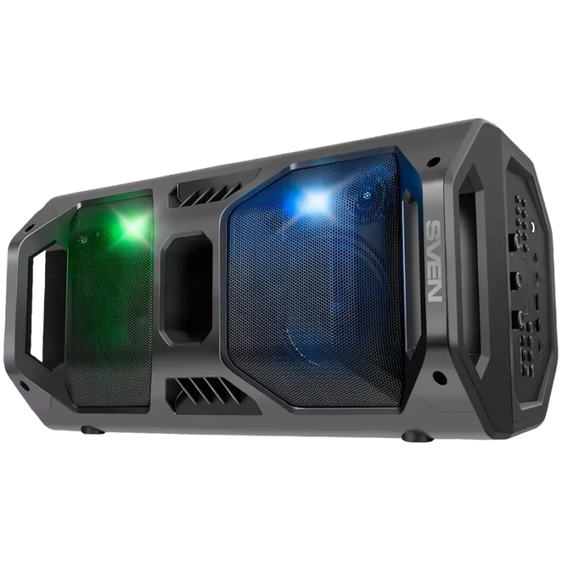Kaiutin SVEN PS-600, musta (50W, TWS, Bluetooth, FM, USB, microSD, LED-näyttö, 4000mAh)