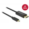 Delock kaapeli USB Type-C -pistoke > DisplayPort-pistoke (DP Alt Mode) 4K 60 Hz 3 m musta