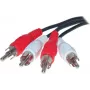 S/CONN 2 x 2 RCA 10 m äänikaapeli musta punainen valkoinen uros-uros