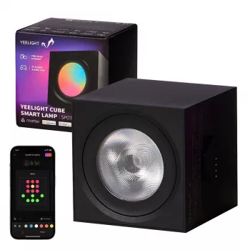 Älykäs pöytävalaisin Yeelight Cube — monivärinen, Wi‑Fi/Bluetooth, 2,4 GHz, Bluetooth 5.0, AC 100–240 V, 1,5 m kaapeli, musta