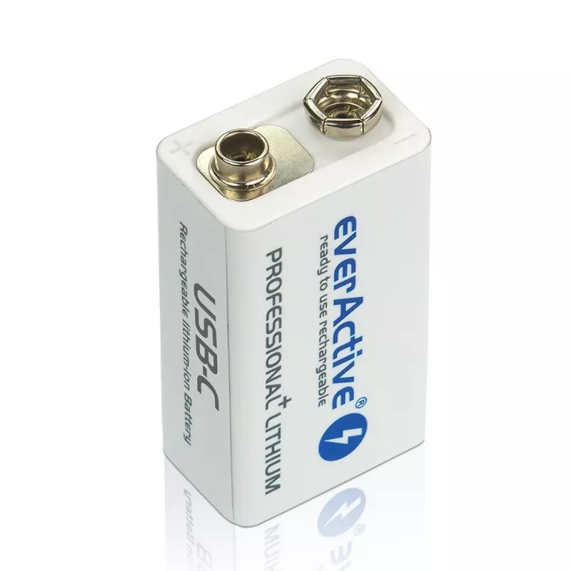 Ladattava akku everActive 6F22/9V Li-ion 550 mAh USB TYPE C:llä