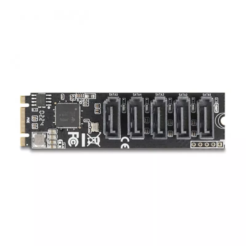 Sisäinen SATA-sovitin DELOCK 64241 M.2 (Key B+M) 5x SATA:an JMicron JMB585:llä, LED-ilmaisimet, PC:lle