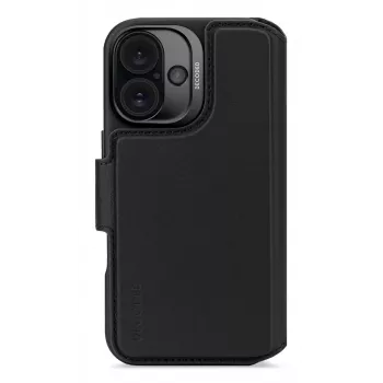 Nahkakotelo iPhone 16:lle, musta