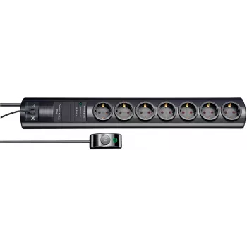 brennenstuhl Primera-Tec Comfort Switch Plus - ylijännitesuoja - vaihtovirta 250 V - 3 500 wattia - lähtöliittimet: 7 - 2,0m - Saksa - musta