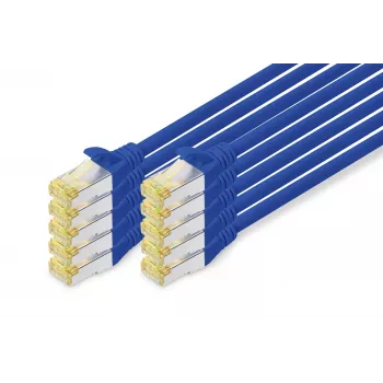 DIGITUS CAT 6A S/FTP -kytkentäkaapelisarja DK-1644-A-0025-B-10, 0,25 m, sininen, 10 kpl