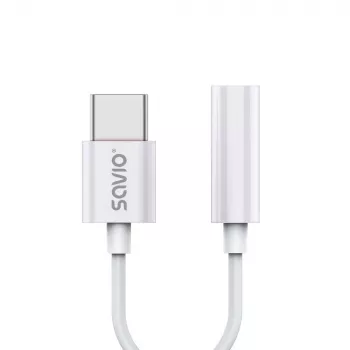 USB Type 3.1 C (M) – 3,5 mm Jack (F) audioadapteri valkoinen SAVIO AK-51