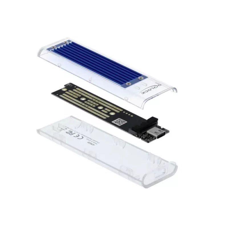 SSD-kotelo DeLOCK 42620 ulkoinen kotelo M.2 NVMe PCIe SSD:lle USB Type-C-liittimellä, läpinäkyvä