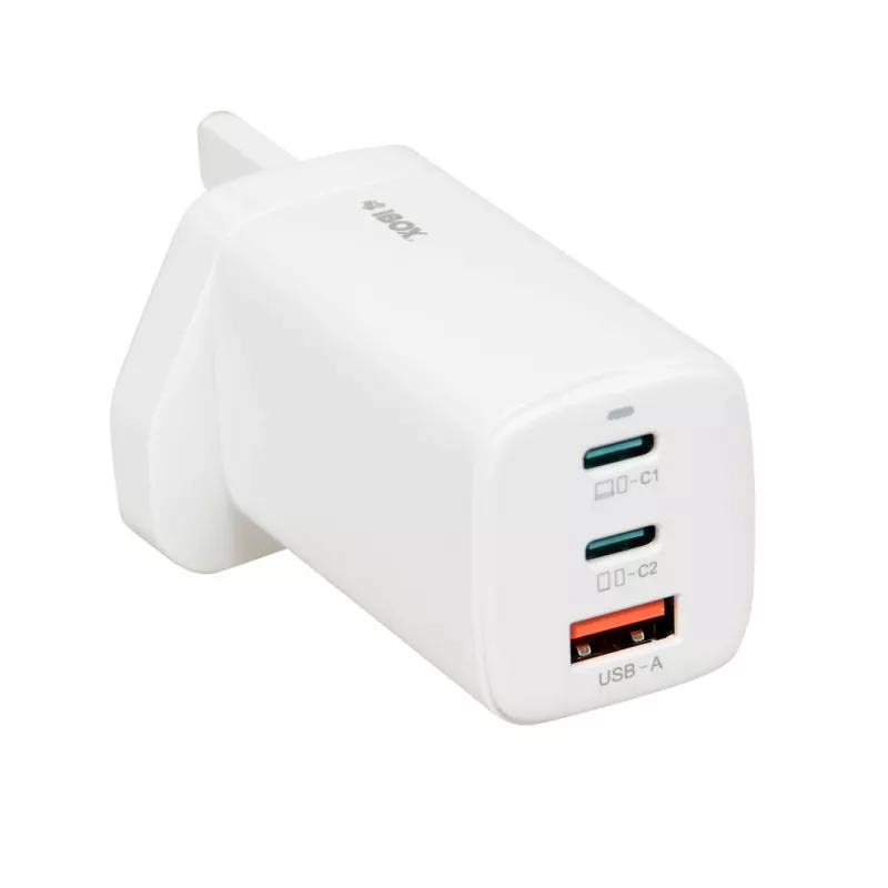 iBOX C-65 valkoinen, GaN 65W yleislaturi UK-pistoke