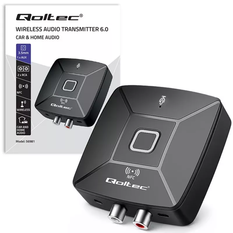 QOLTEC langaton HiFi-audiolähetin/vastaanotin malli 56981 — Bluetooth/Line-In-audiosilta