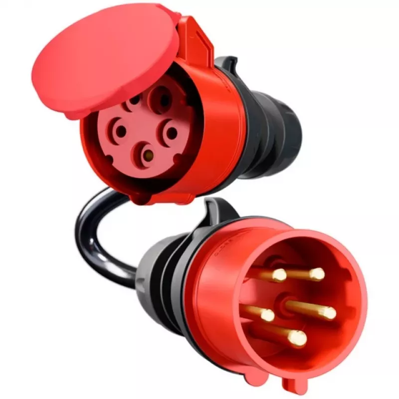 Adapteri Gemini flex 11 kW, CEE punainen kolmivaiheinen vaihtovirta 16A > CEE punainen 32A (musta, 30 cm)
