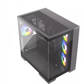 Silentware View A-RGB musta PC-kotelo VIEWmusta — Mid Tower -kotelo A-RGB-valaistuksella
