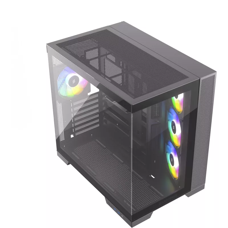 Silentware View A-RGB musta PC-kotelo VIEWmusta — Mid Tower -kotelo A-RGB-valaistuksella