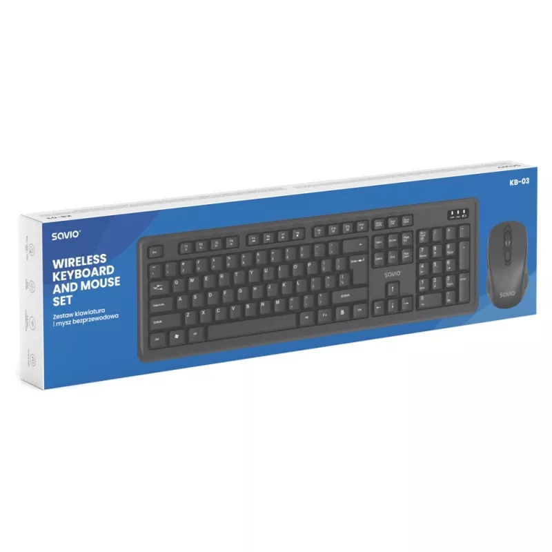 Savio KB-03 näppäimistö ja hiiri mukana Home/Office USB QWERTY US englanti musta