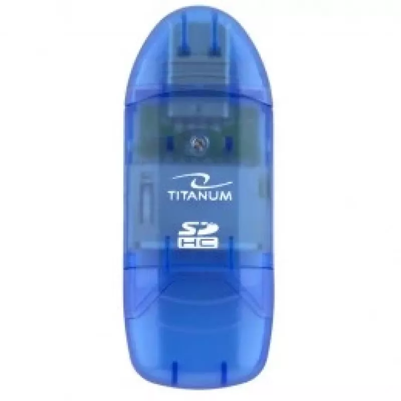 Titanum TA101B ulkoinen muistikortinlukija, USB 2.0, MicroSDHC/miniSD/MMC/SD/SDHC, sininen