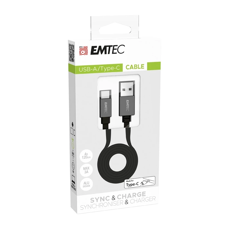 Emtec T700C 1,2 m USB-kaapeli USB A - USB C musta