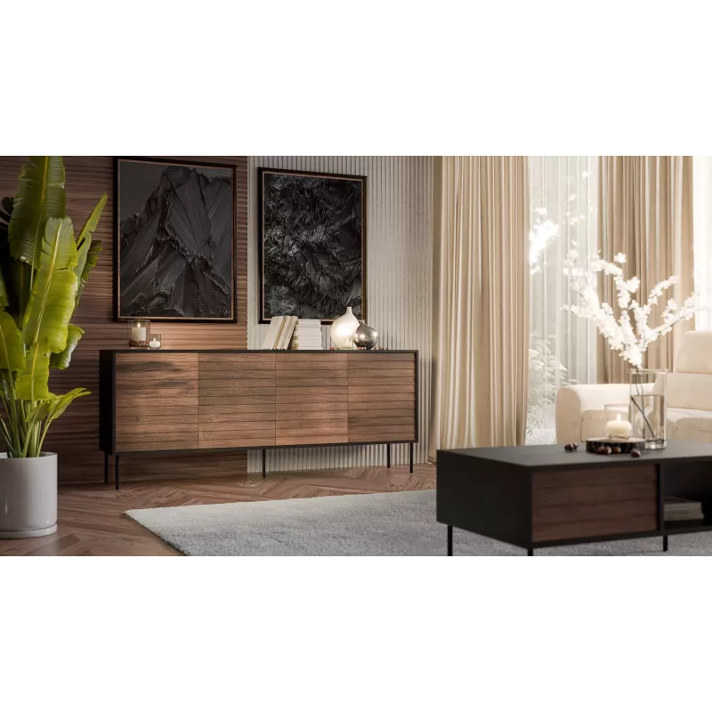 Cama 4D CORTINA lipasto 200x40x81 musta/pähkinä