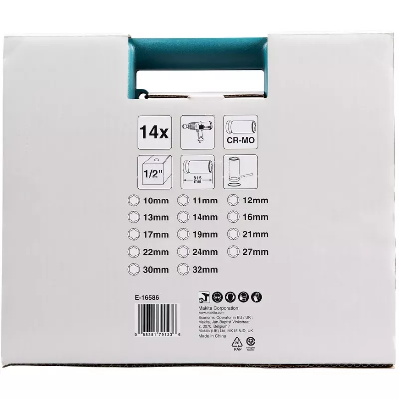 Makita E-16586 iskeväruuvinväännin hylsyavainsarja musta, vihreä