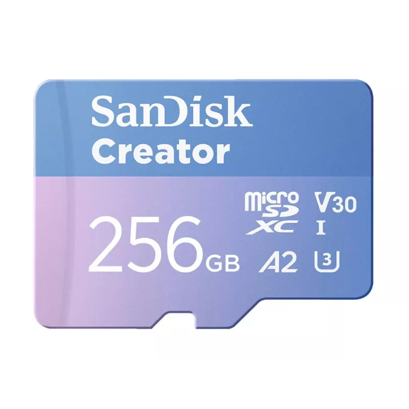 SanDisk Creator MicroSD-muistikortti 256 GB, suuret siirtonopeudet jopa 190 MB/s