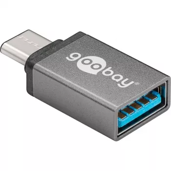Wentronic Goobay USB-C™ -sovitin - USB 3.0 A-naaras, harmaa - USB-C™- ja USB-A-laitteiden yhdistämiseen (56621)