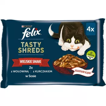 FELIX Tasty Shreds naudanlihalla ja kanalla - 4x 80 g