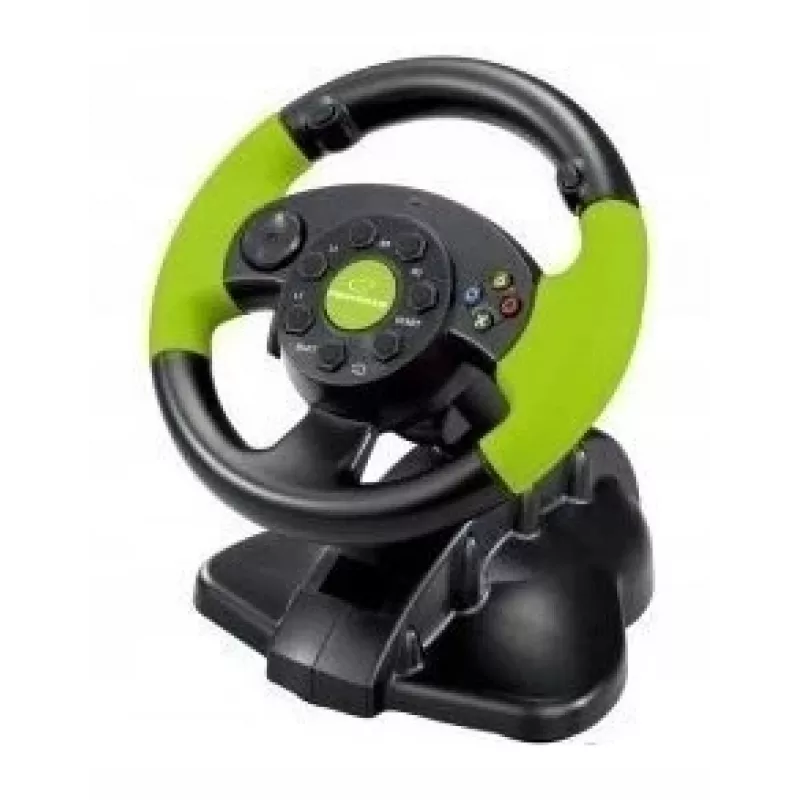 Esperanza EG104 High Octane ohjauspyörä poljinten kanssa, PC/PS3/Xbox 360, musta/vihreä