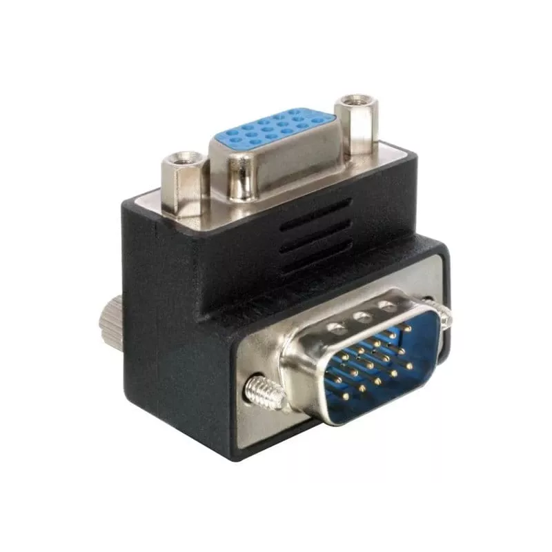 Delock sovitin VGA uros/naaras 90° kulma (65171)