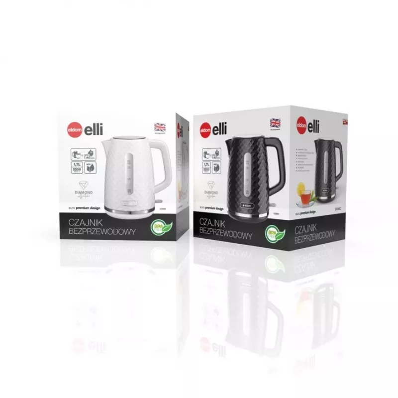 C280C ELDOM vedenkeitin ELLI, tilavuus 1,7 l, teho 2200 W, musta, Strix, musta