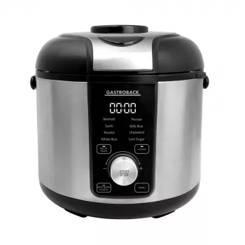 Riisinkeitin GASTROBACK Rice Control Low Carb & Steam, 3 l, 450 W, musta/ruostumaton teräs