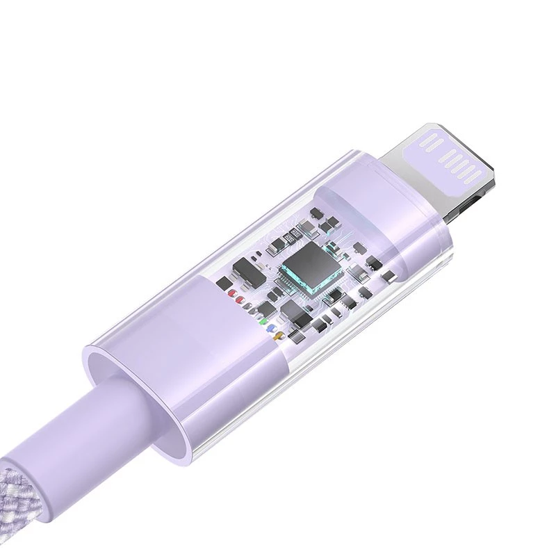 USB-C Lightning pikalatauskaapeli Baseus Gem 1 m 20 W violetti, nylonpäällyste, 7-pin Lightning