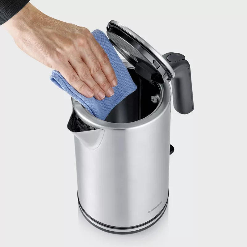 Severin WK 3449 vedenkeitin — 1,7 l, 2400 W, ruostumaton teräs/muovi, musta-hopea