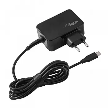 Akyga AK-ND-81 USB-C GaN kannettavan virtalähde 65 W, PD 3.0, 5–20 V, 1,8 m kaapeli, musta