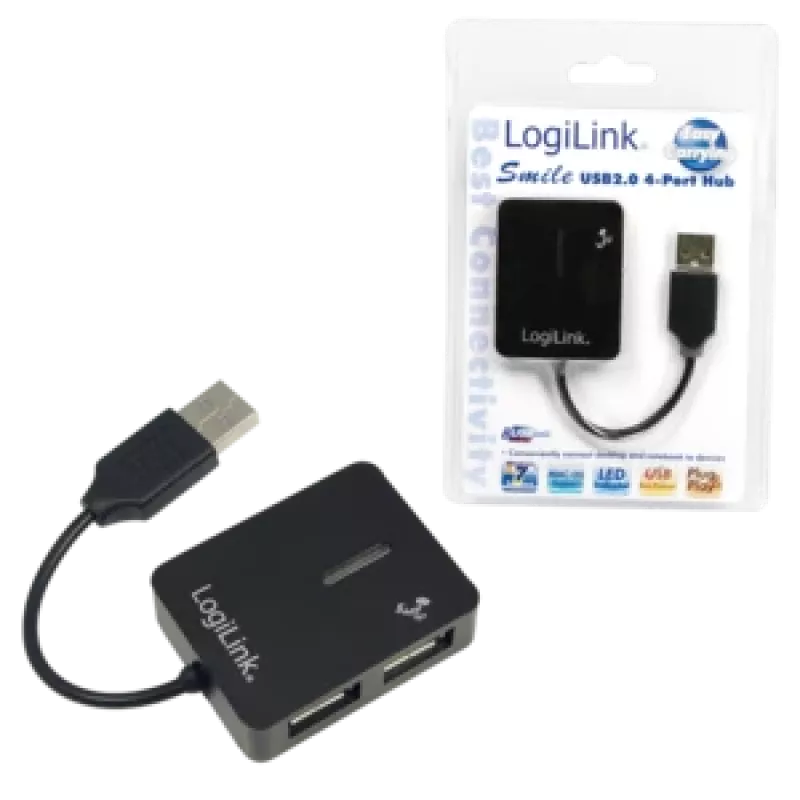 USB-keskitin LOGILINK UA0139 – 4-porttinen USB 2.0, 480 Mbit/s, musta