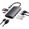 Satechi alumiinisovitin V2 USB-C (USB-C, 3x USB-A, 4K HDMI, kortinlukija micro/SD, Ethernet) (Starlight Grey)