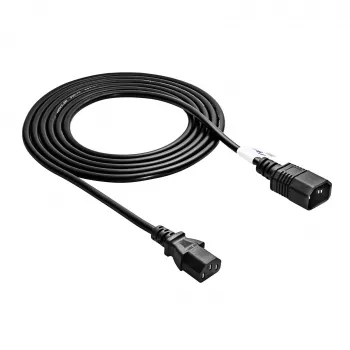 Akyga AK-PC-07A IEC C14 - IEC C13 -jatkojohto, 3x 0,75 mm², 3 m, musta