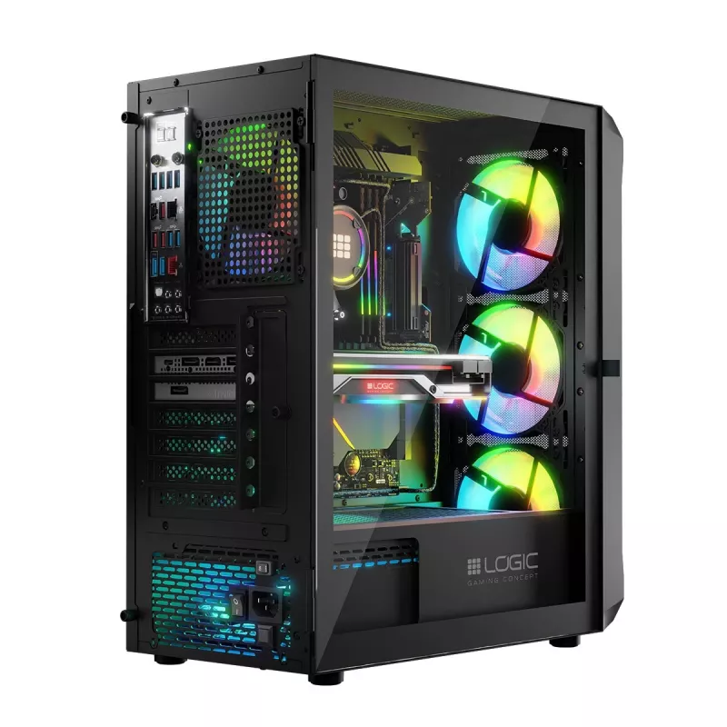 LOGIC CONCEPT Portos ARGB ATX Mid-Tower-kotelo, musta