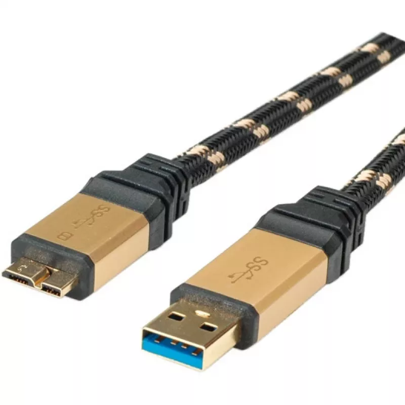 ROLINE Gold USB 3.0 -kaapeli, USB A -pistoke - USB 3.0 Micro B -pistoke 2,0 m (11.02.8879)