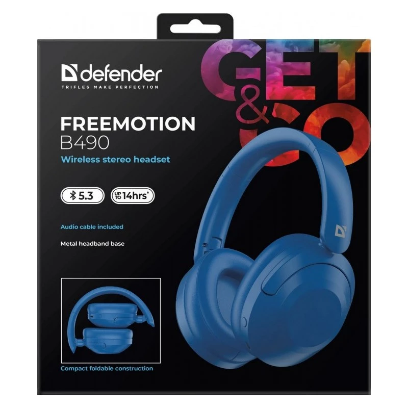 Langattomat kuulokkeet Defender Fre Emotion B490 — sininen, On-Ear, Bluetooth, sisäänrakennettu mikrofoni