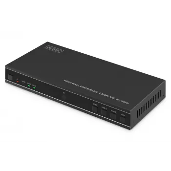 Videoseinäohjain DIGITUS DS-55358 – 4 näyttöä, jopa 4K (3840×2160) @30Hz, DisplayPort 1.2a, metallikotelo, painikeohjaus