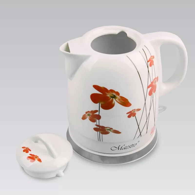 Feel-Maestro MR-066-RED FLOWERS vedenkeitin 1,5 L 1200 W punainen, valkoinen