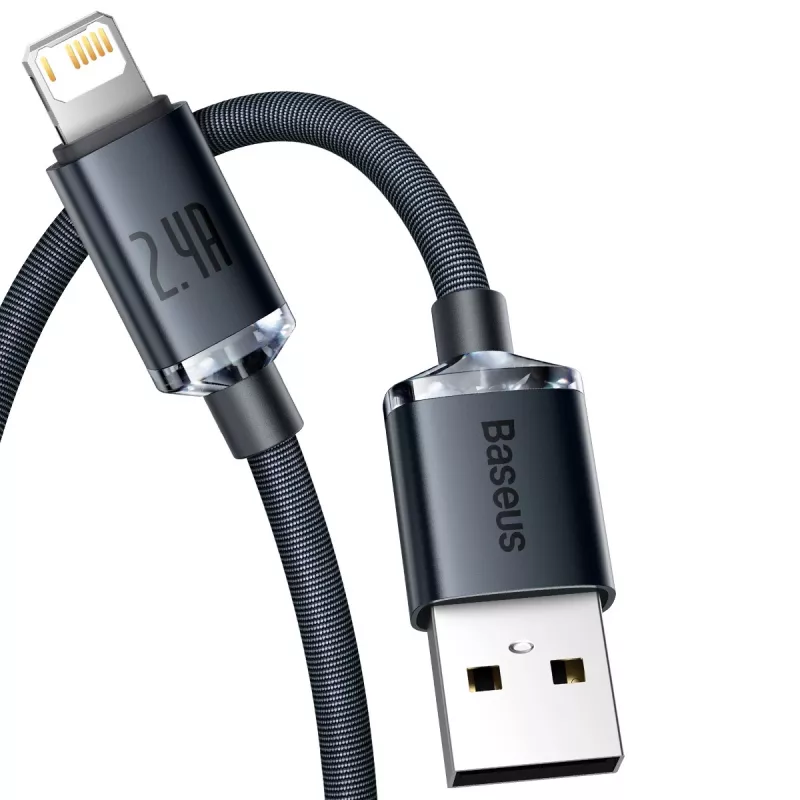 Baseus Crystal Shine kaapeli USB-Lightning, 2,4A, 2m (musta)
