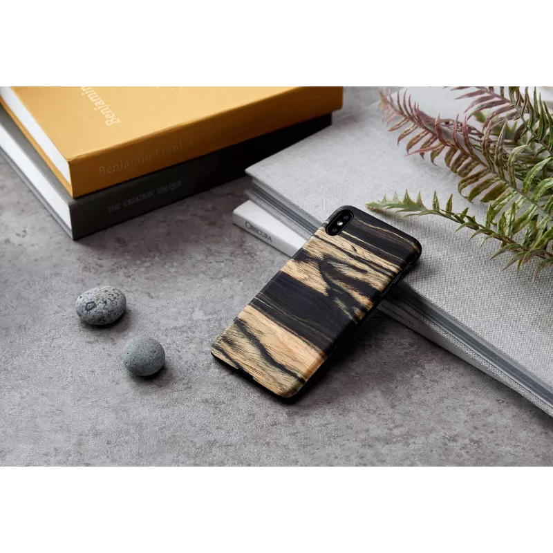 Puhelinkotelo man and wood iPhone XS Max – valkoinen eebenpuusävy musta