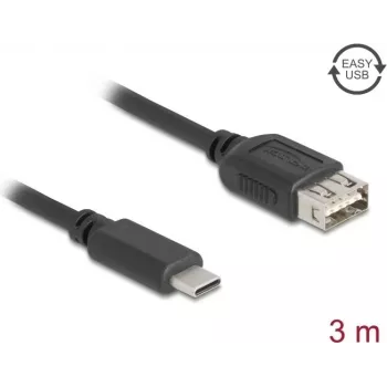 USB 2.0 -kaapeli DELOCK 81538 — USB-C – USB-A, 3 m, musta
