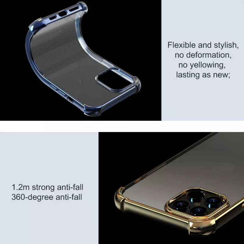Soft case Devia iPhone 12 Pro Max — iskunkestävä glitter-hopea