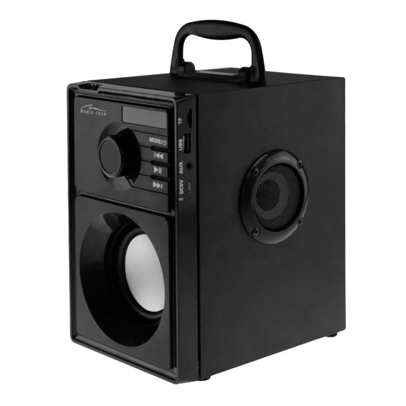 Kannettava kaiutin MEDIA-TECH MT3179, 20 W (RMS 15 W), Bluetooth 5.1, FM, MicroSD, USB, AUX, Li-Ion, 6 h, puukotelo