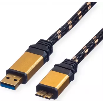 ROLINE Gold USB 3.0 -kaapeli, USB A - Micro B ST/ST 0,8m (11.02.8878)