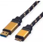 ROLINE Gold USB 3.0 -kaapeli, USB A - Micro B ST/ST 0,8m (11.02.8878)