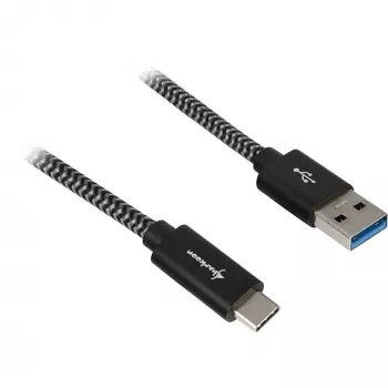 USB 3.2 Gen 2 -kaapeli, USB-A-pistoke > USB-C-pistoke (musta/harmaa, 0,5 metriä, suojattu)