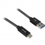 USB 3.2 Gen 2 -kaapeli, USB-A-pistoke > USB-C-pistoke (musta/harmaa, 0,5 metriä, suojattu)