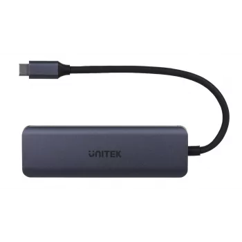 UNITEK uHUB Q4 USB-keskitin Type-C 5000 Mbit/s harmaa